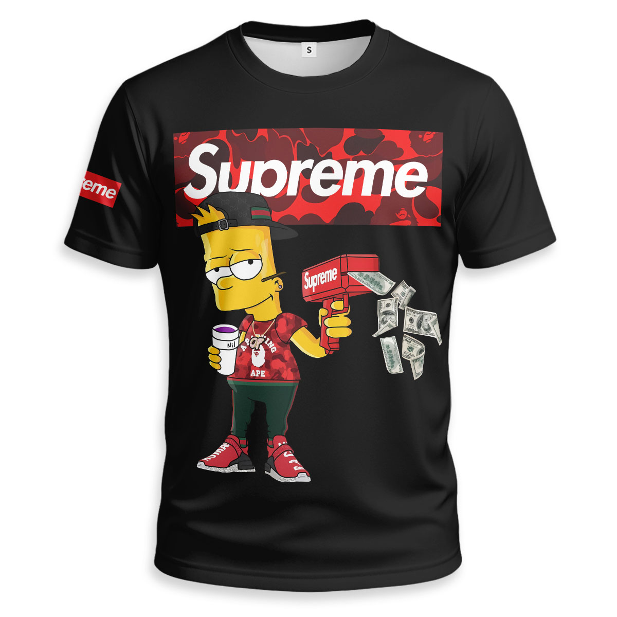 Bart Simpson x SUPREME x Bape Unisex T-shirt - Regular Fit