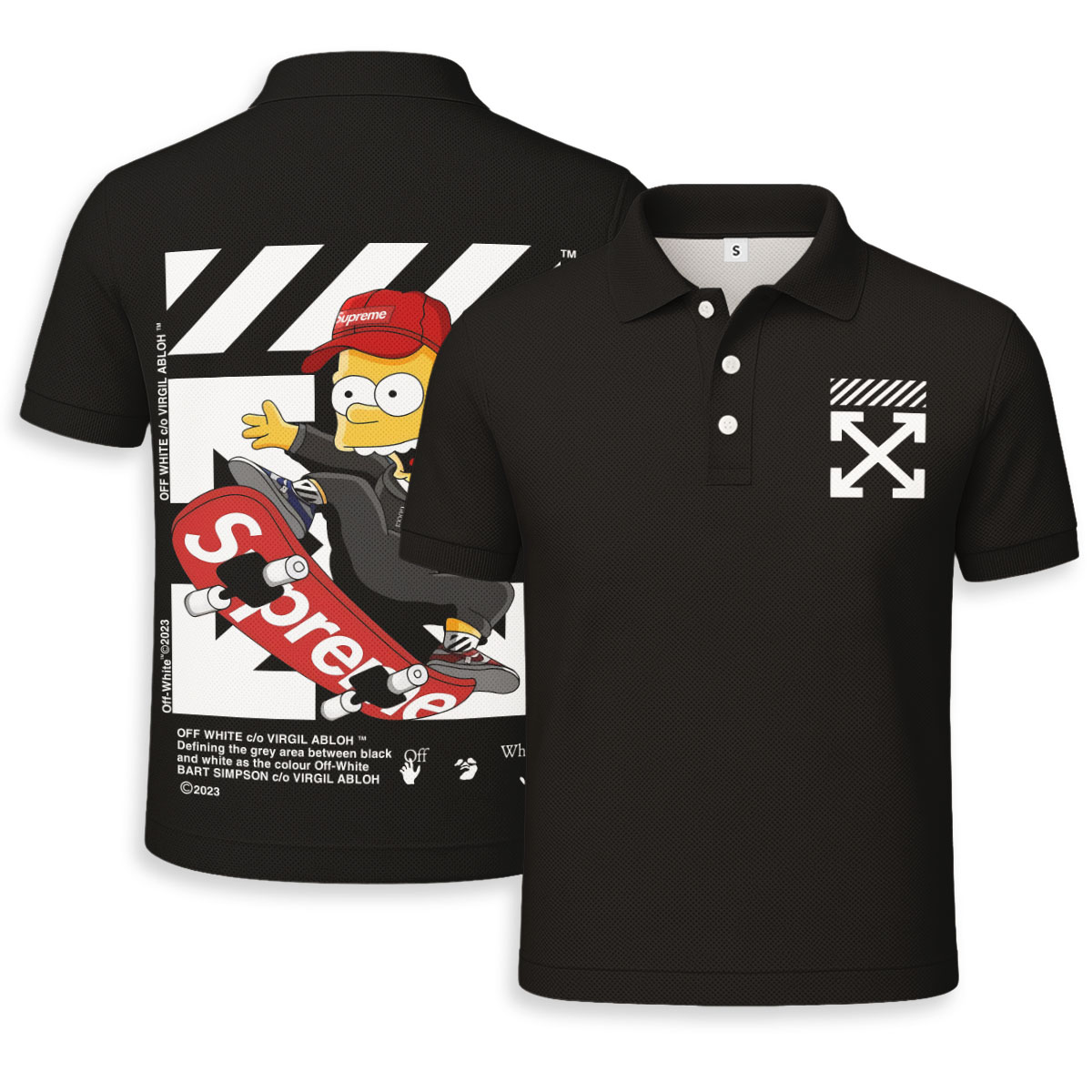 OFF WHITE, Bart Simpson - Unisex Polo Shirt - Regular Fit