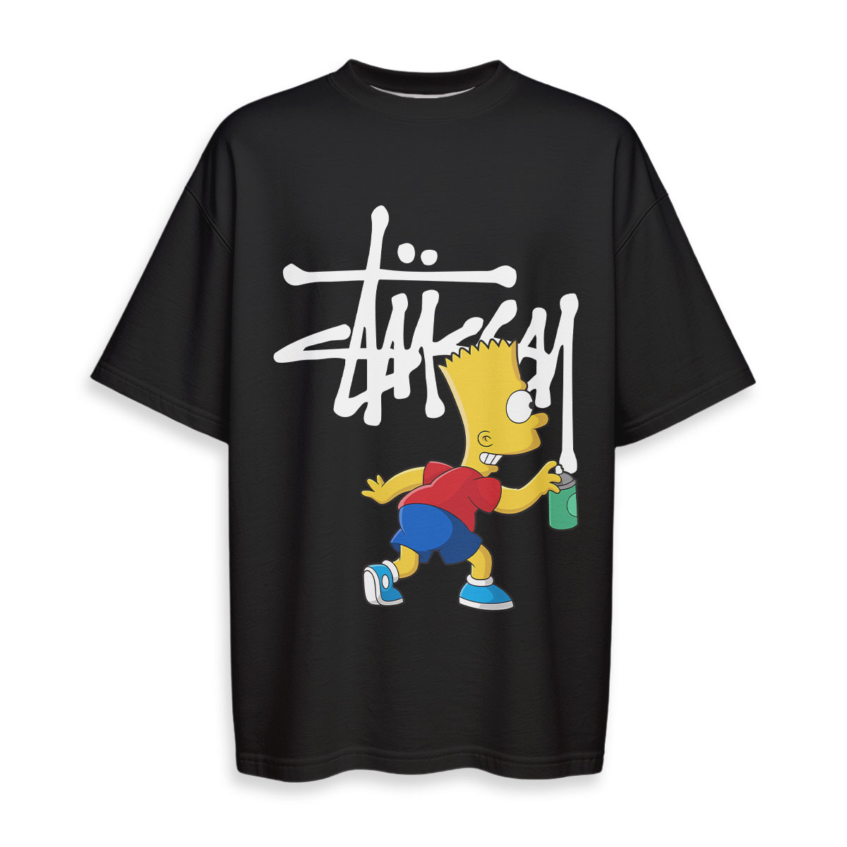 STUSSY, Bart Simpson - Boxy Drop-Shoulder Tee - Streetwear Fashion