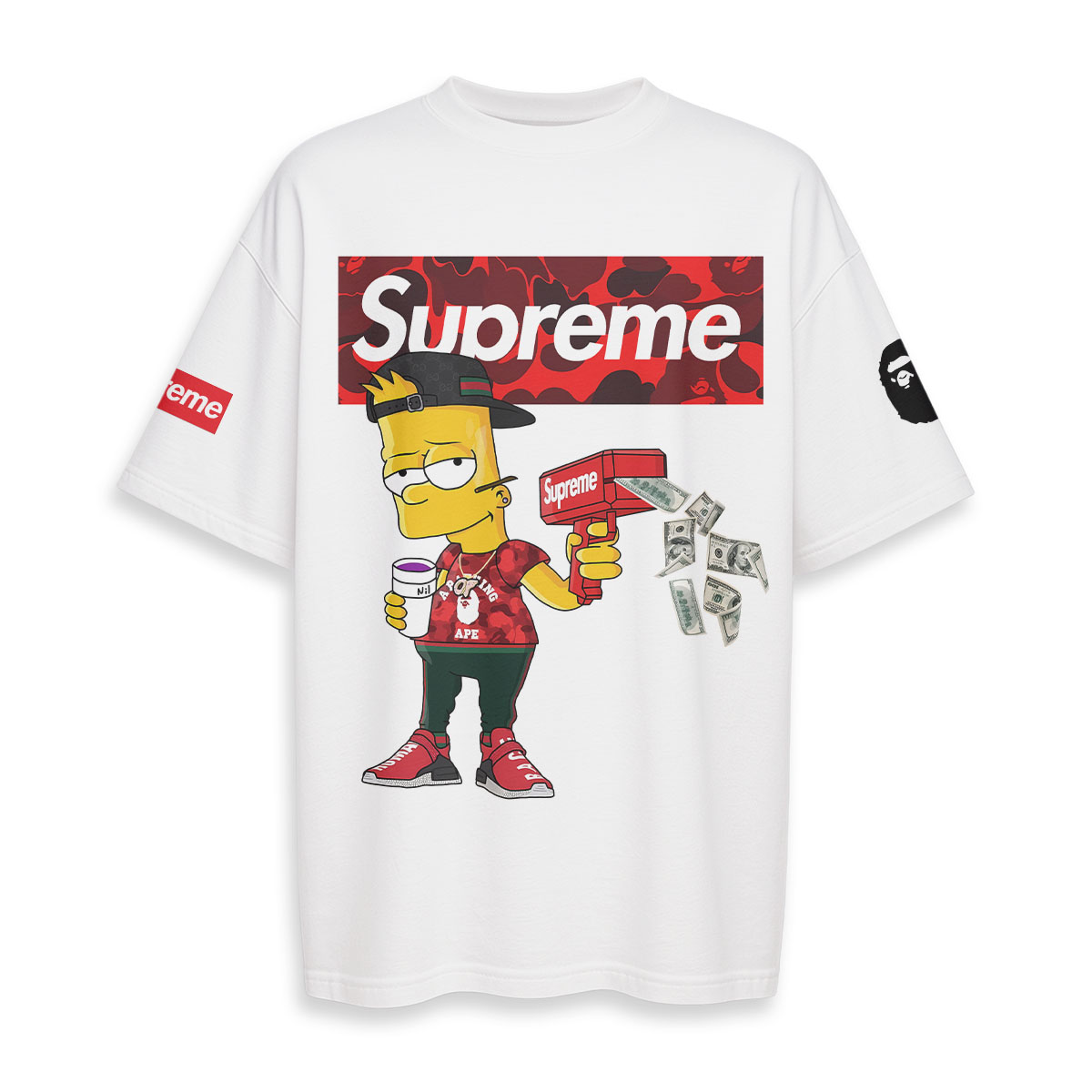 Bart Simpson x Supreme x Bape - Boxy Drop-Shoulder Tee - Streetwear Fashion
