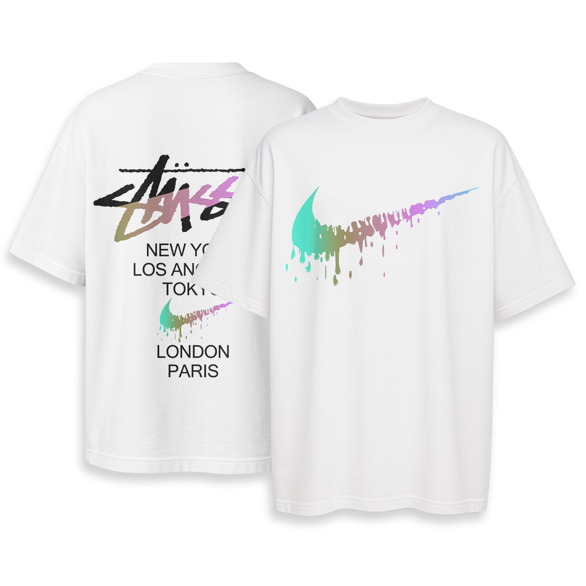 STUSSY - Boxy Drop-Shoulder Tee - Streetwear Fashion