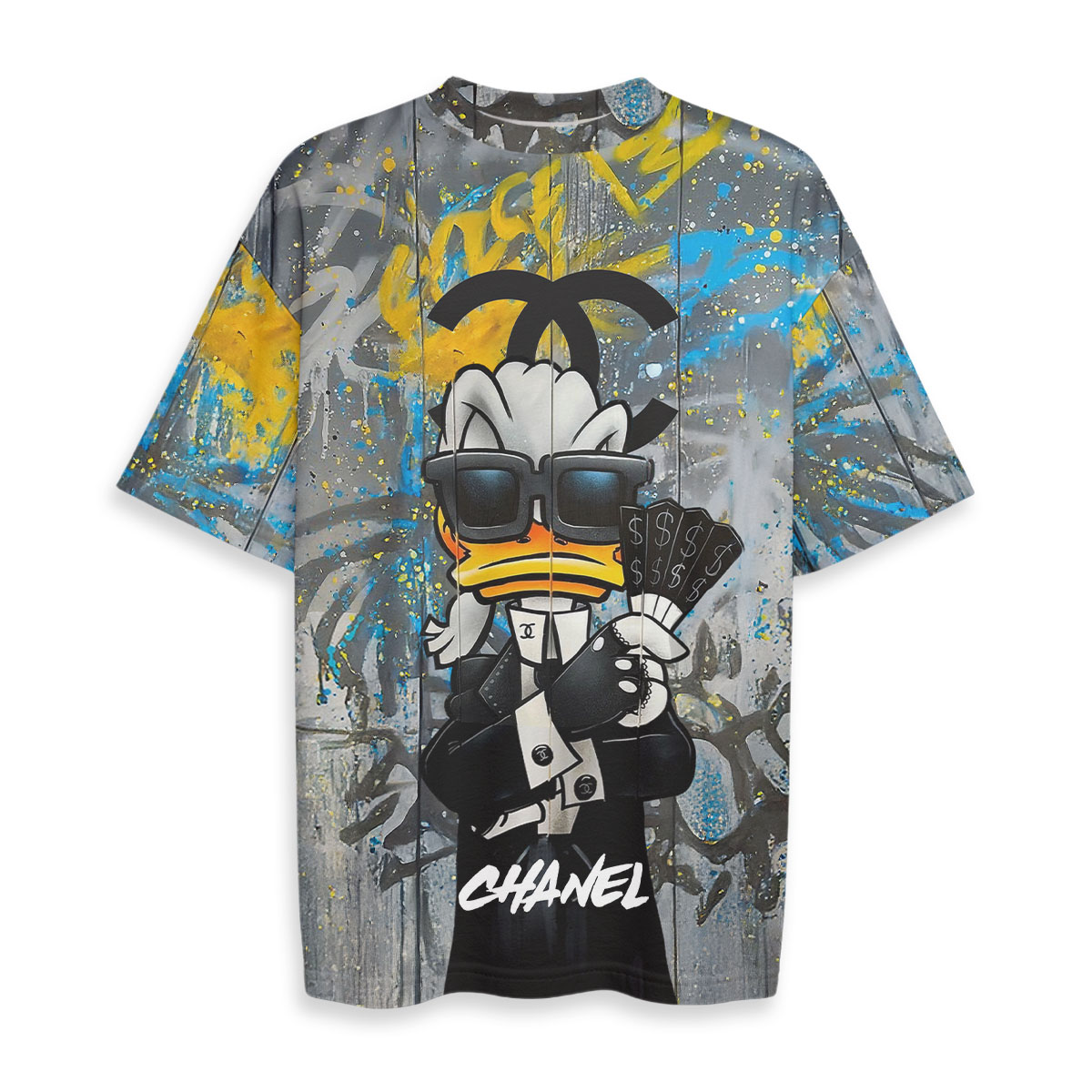 Chanel, Donald Duck - Boxy Drop-Shoulder Tee - Streetwear Style