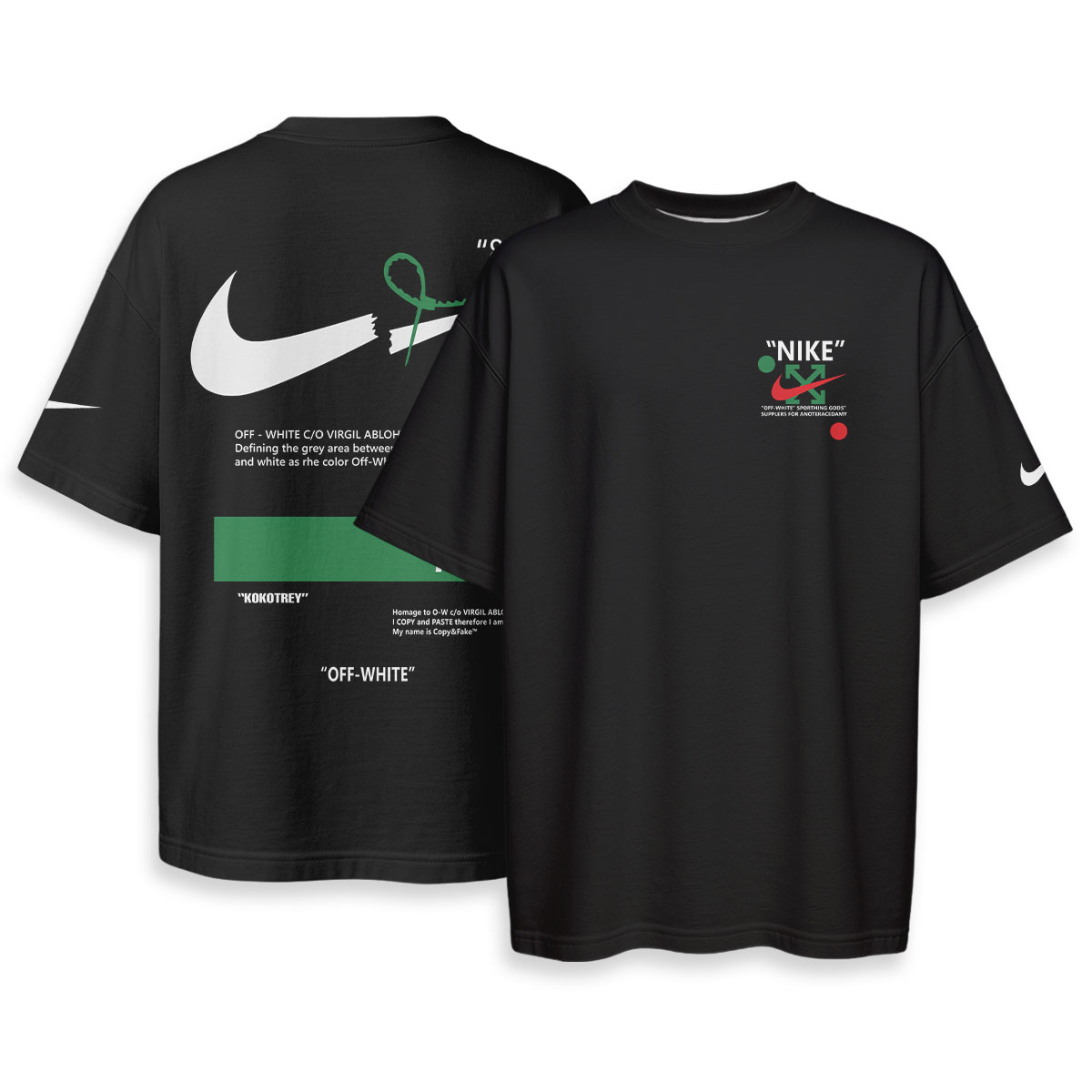 OFF WHITE, NIKE - Boxy Drop-Shoulder Tee - Streetwear Fashion