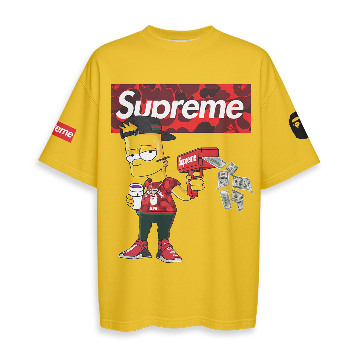 Bart Simpson x Supreme x Bape - Boxy Drop-Shoulder Tee - Streetwear Fashion