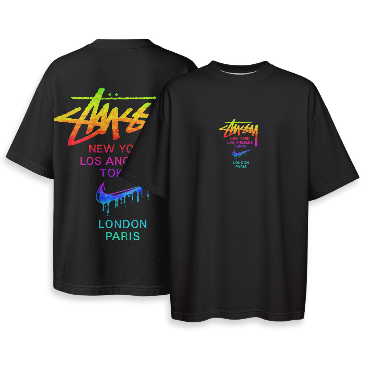 STUSSY, NIKE - Boxy Drop-Shoulder Tee - Streetwear Fashion