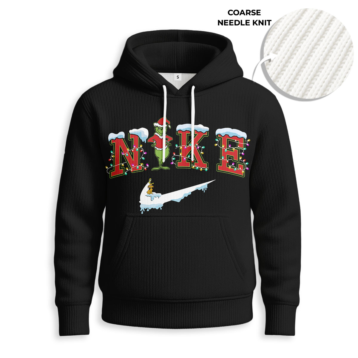 NIKE, Grinch Christmas - Knitted Unisex Hoodie