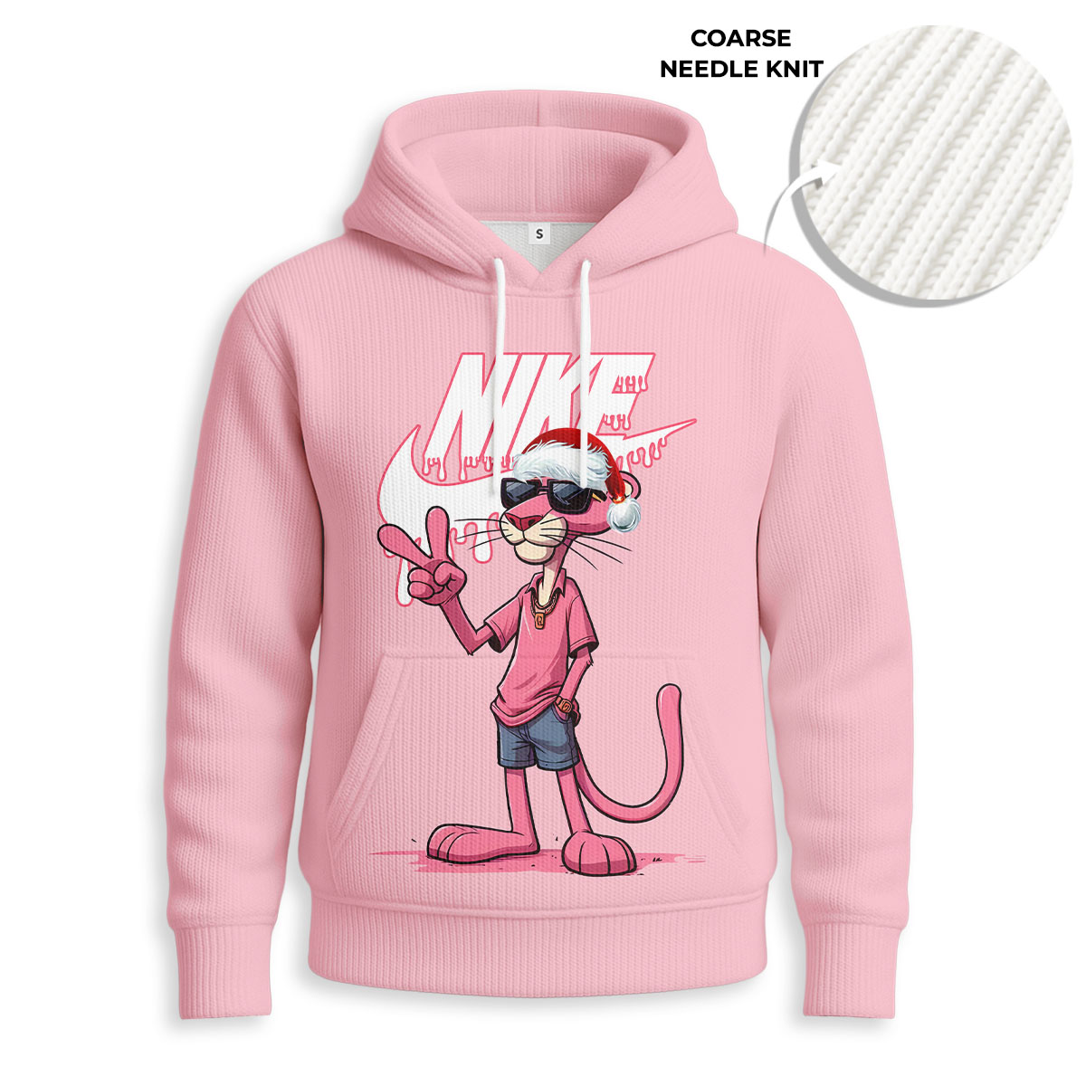 NIKE, Pink Panther Christmas - Knitted Unisex Hoodie