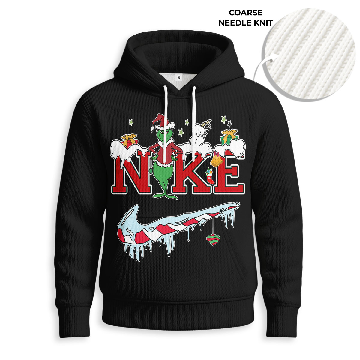 NIKE, Grinch Christmas - Knitted Unisex Hoodie