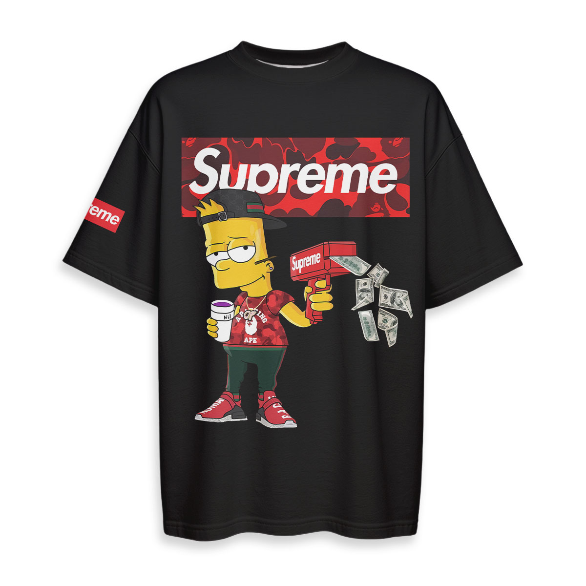 Bart Simpson, Supreme, Bape - Oversized Boxy Tee