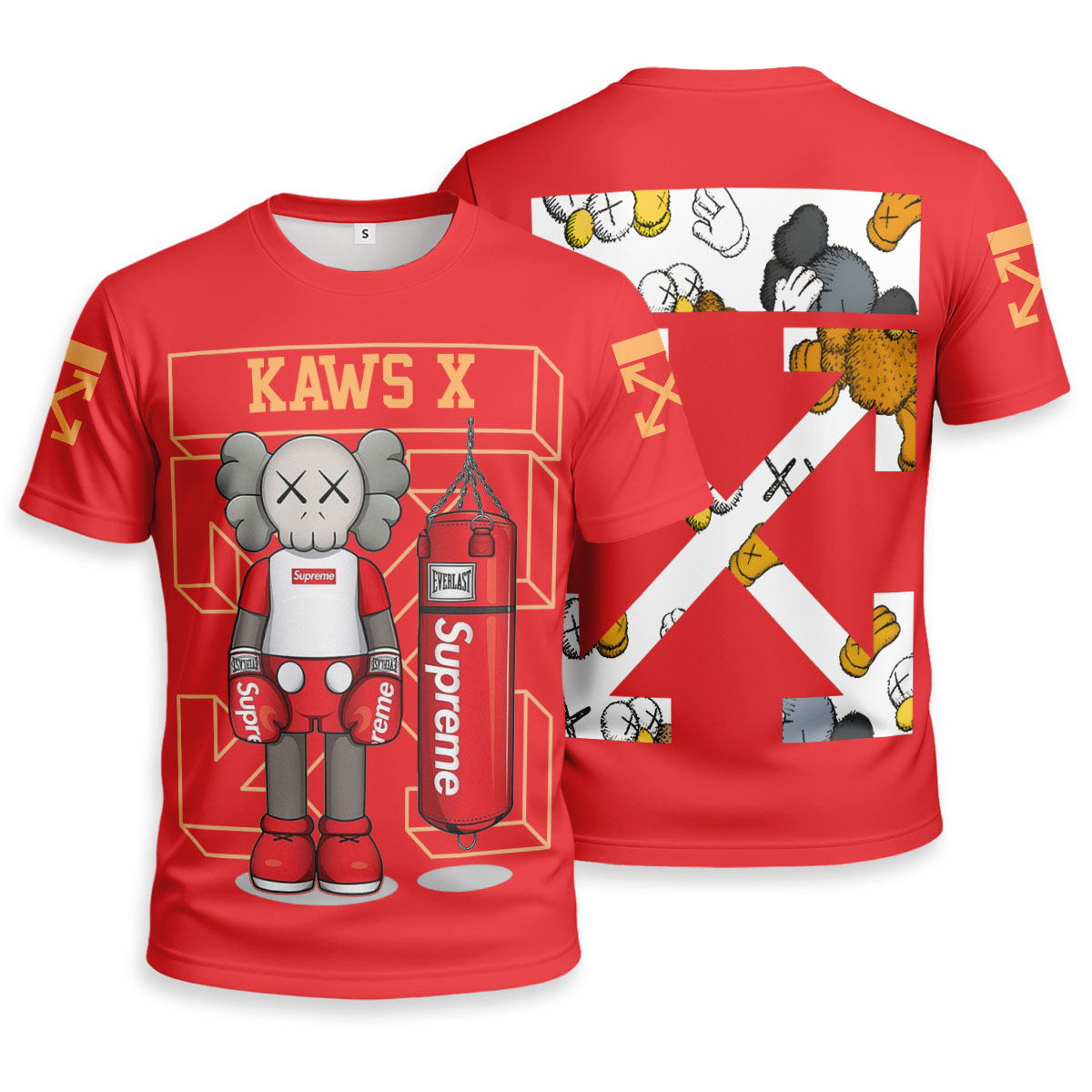 OFF WHITE x SUPREME x Kaws Unisex T-shirt - Regular Fit