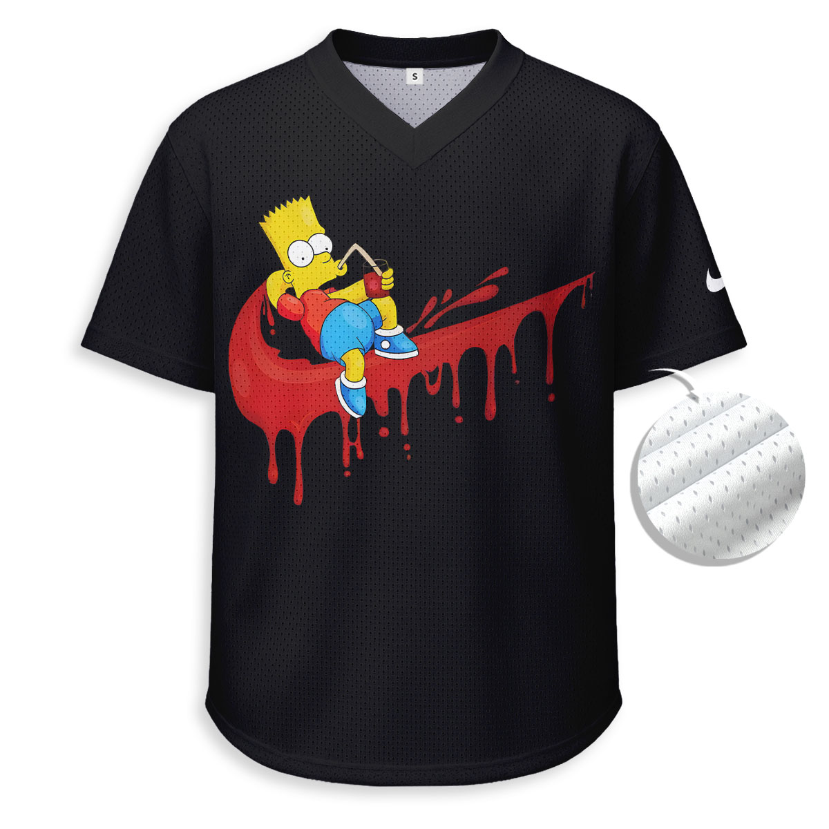 Nike x Bart Simpson - Unisex V-Neck Mesh Tee - Relaxed Fit
