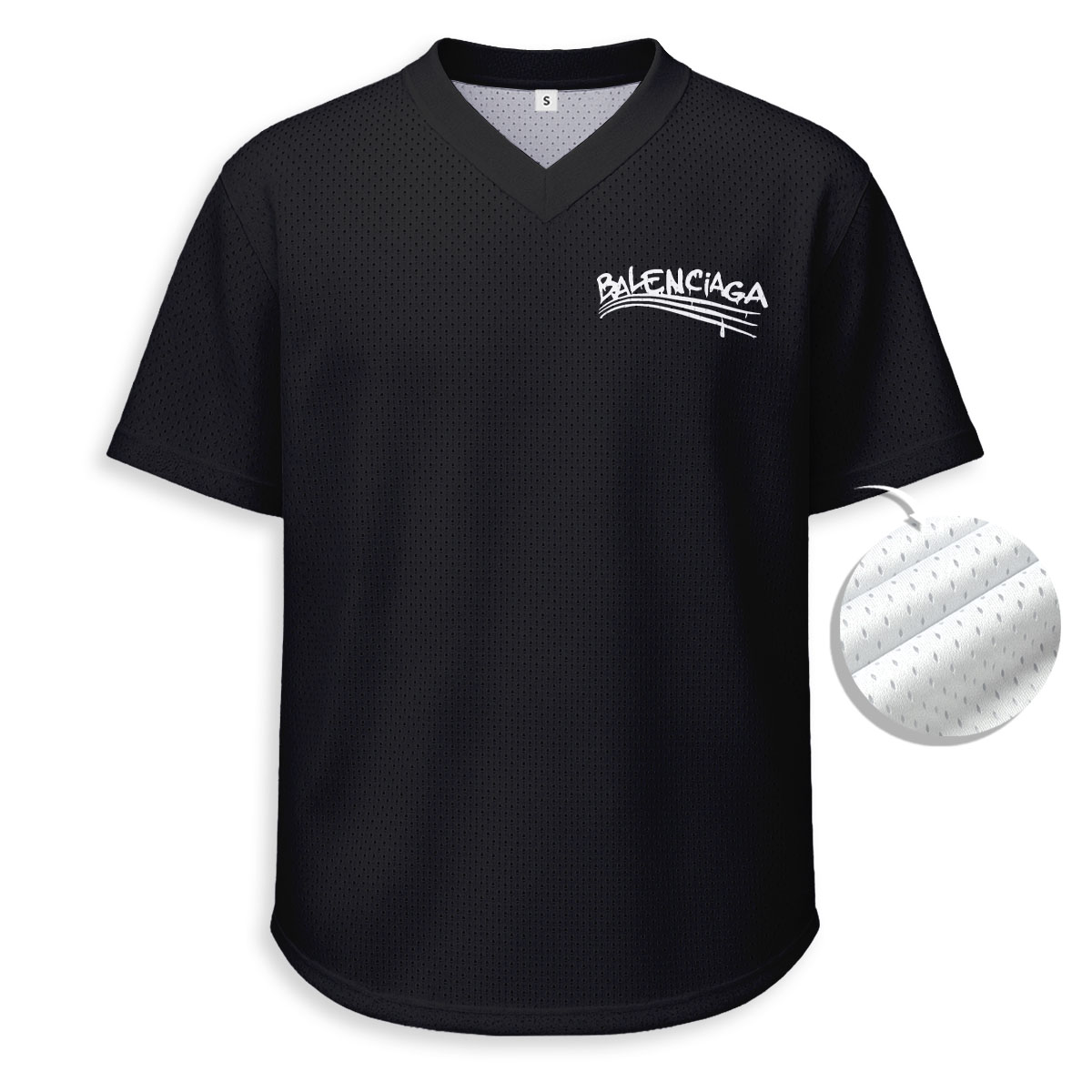 BALENCIAGA - Unisex V-Neck Mesh Tee - Relaxed Fit