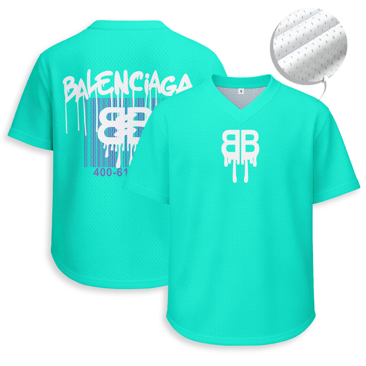 Balenciaga - Unisex V-Neck Mesh Tee - Relaxed Fit