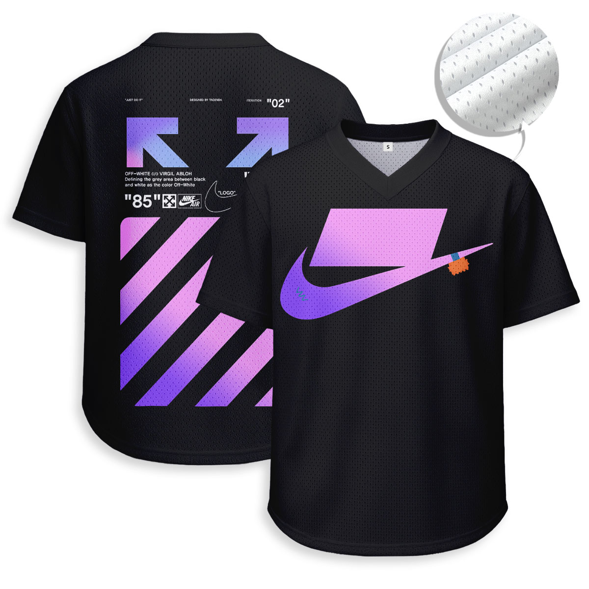 Nike x Off White - Unisex V-Neck Mesh Tee - Relaxed Fit