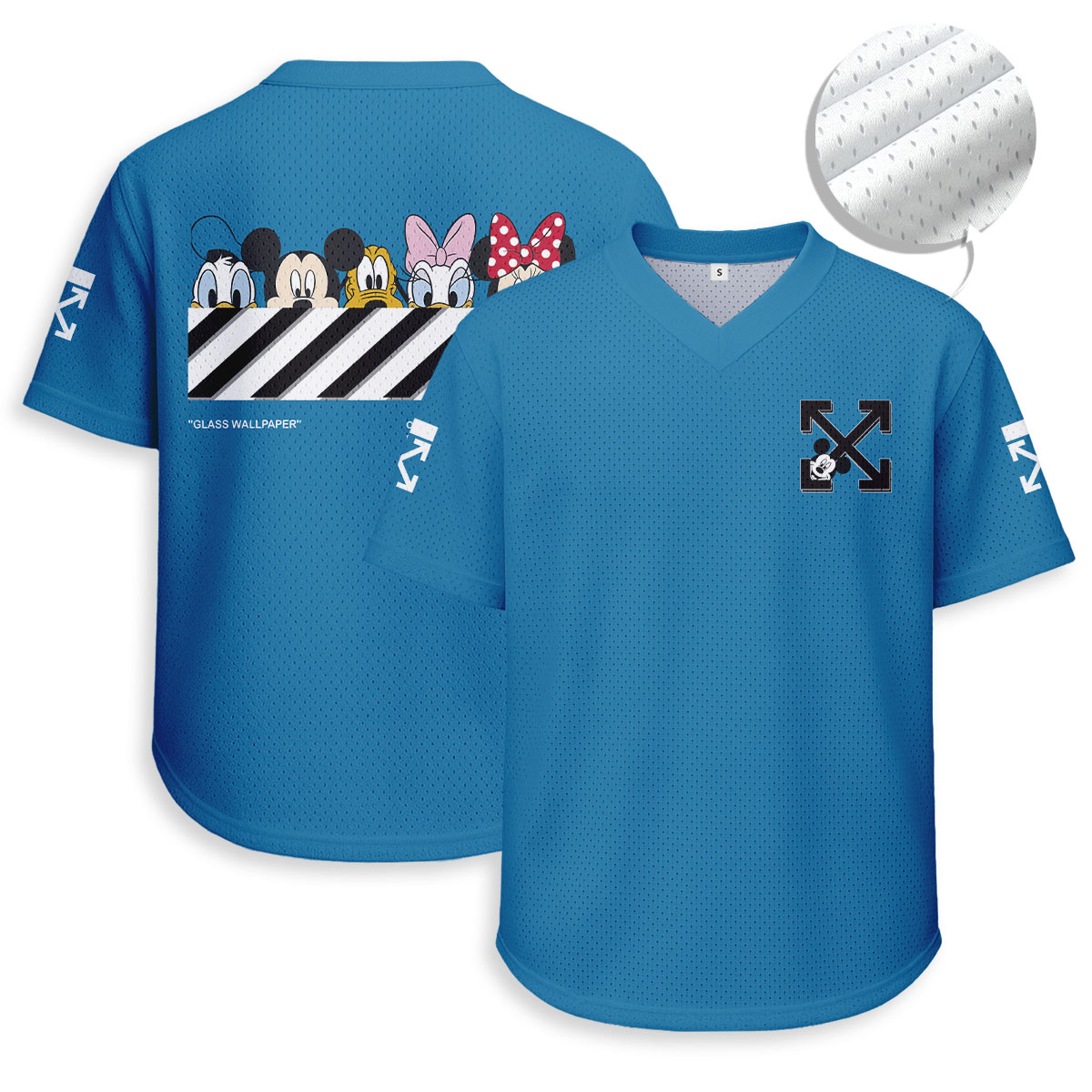 Off White x Disney - Unisex V-Neck Mesh Tee - Relaxed Fit