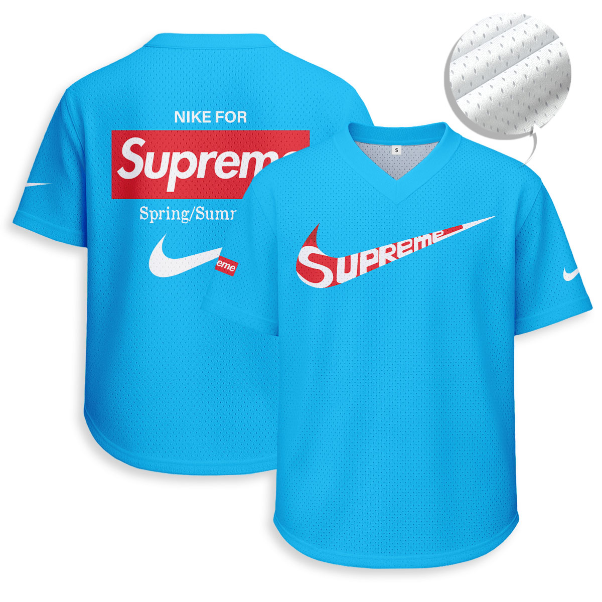 Supreme x Nike - Unisex V-Neck Mesh Tee - Relaxed Fit