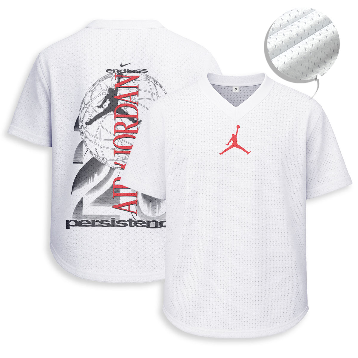 JORDAN - Unisex V-Neck Mesh Tee - Relaxed Fit