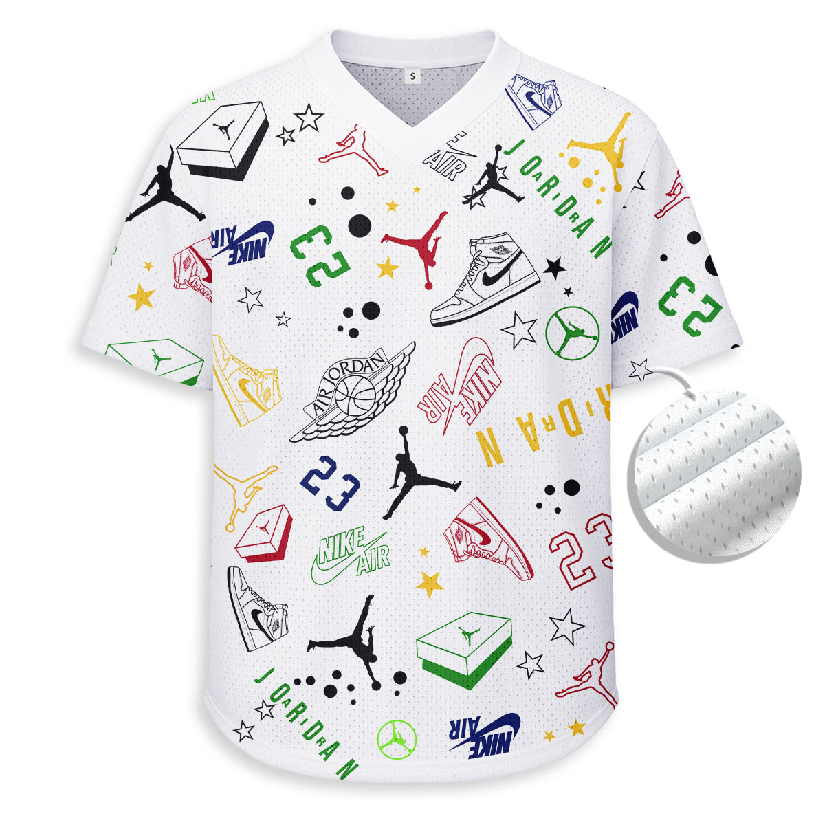 JORDAN - Unisex V-Neck Mesh Tee - Relaxed Fit