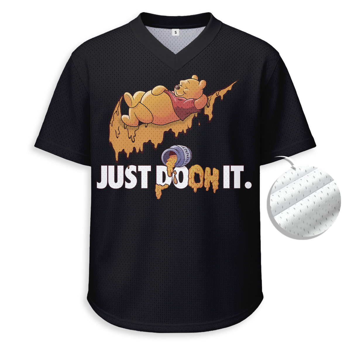 NIKE, Pooh Bear - Unisex V-Neck Mesh Tee - Relaxed Fit