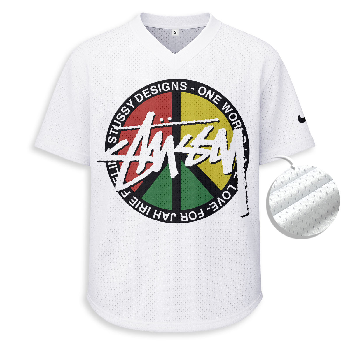 Stussy Y2K - Unisex V-Neck Mesh Tee - Relaxed Fit