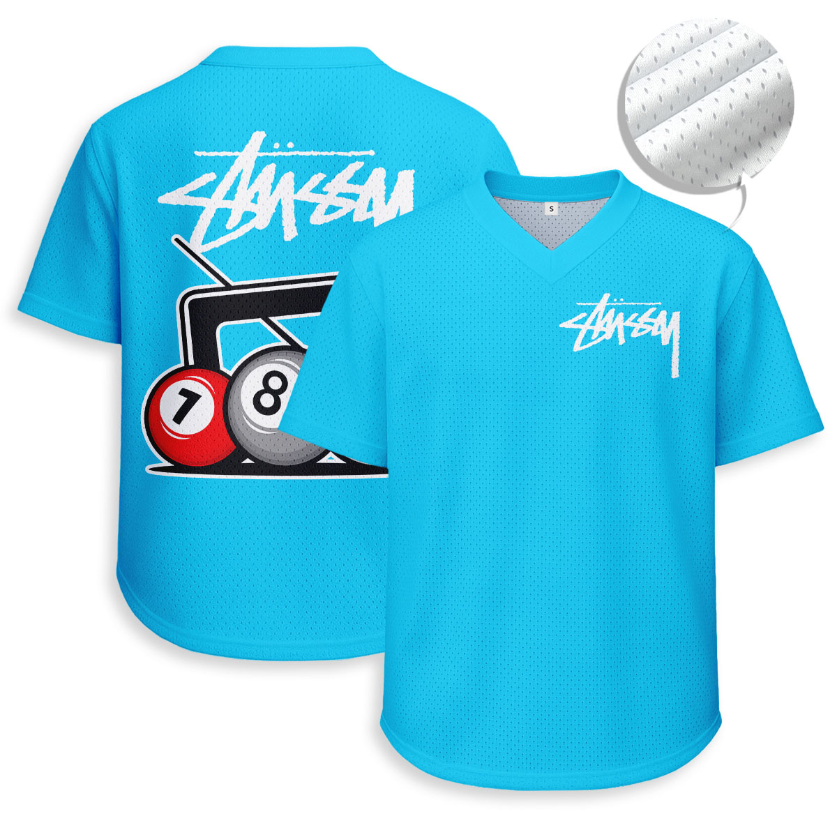 Stussy - Unisex V-Neck Mesh Tee - Relaxed Fit