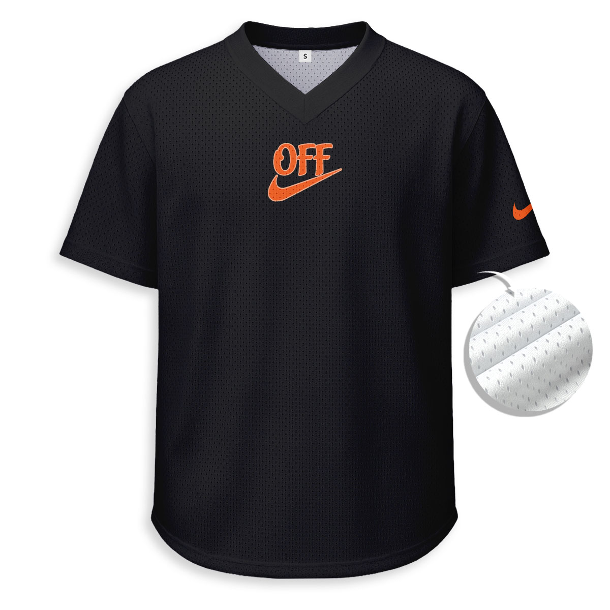 Off White x Nike - Unisex V-Neck Mesh Tee - Relaxed Fit