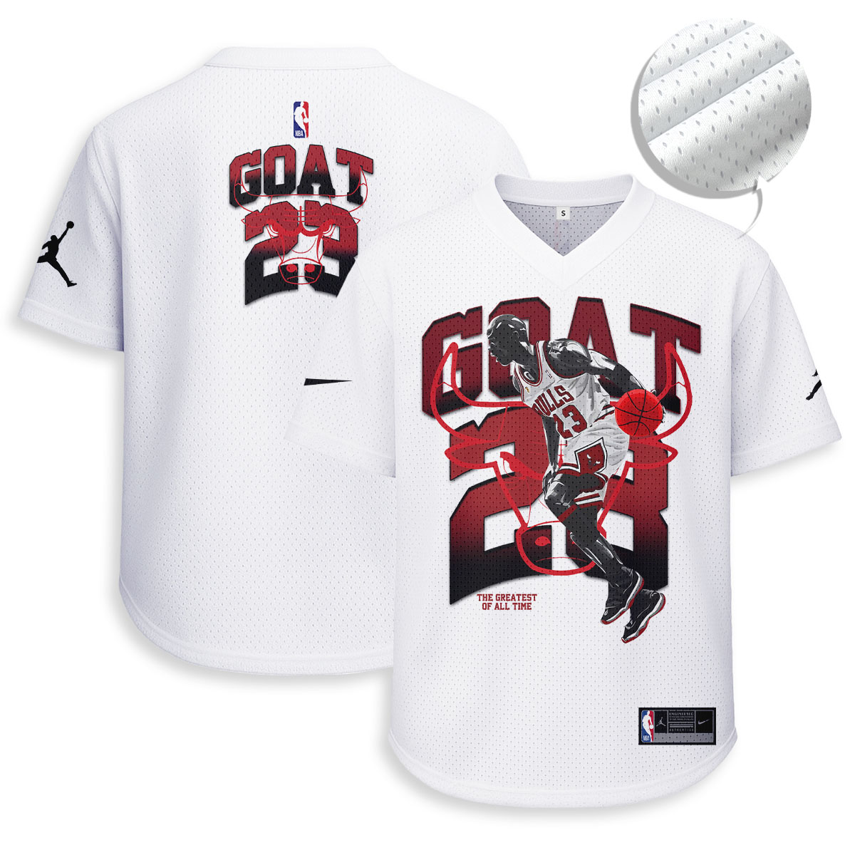 Michael Jordan x Chicago Bulls - Unisex V-Neck Mesh Tee - Relaxed Fit