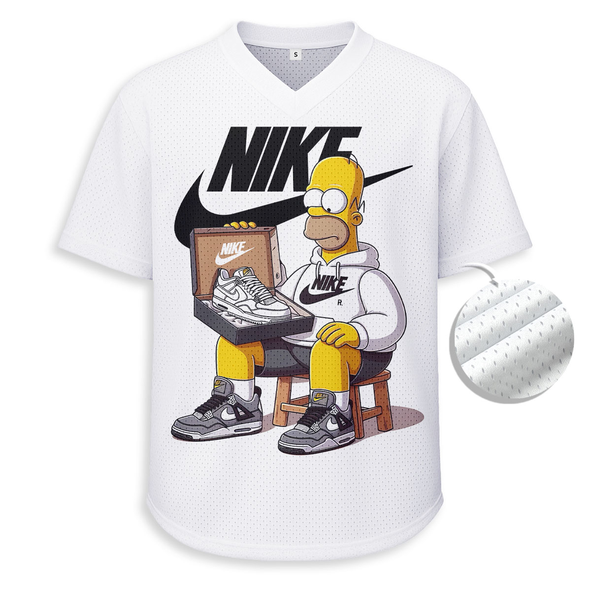 Nike x Simpson - Unisex V-Neck Mesh Tee - Relaxed Fit